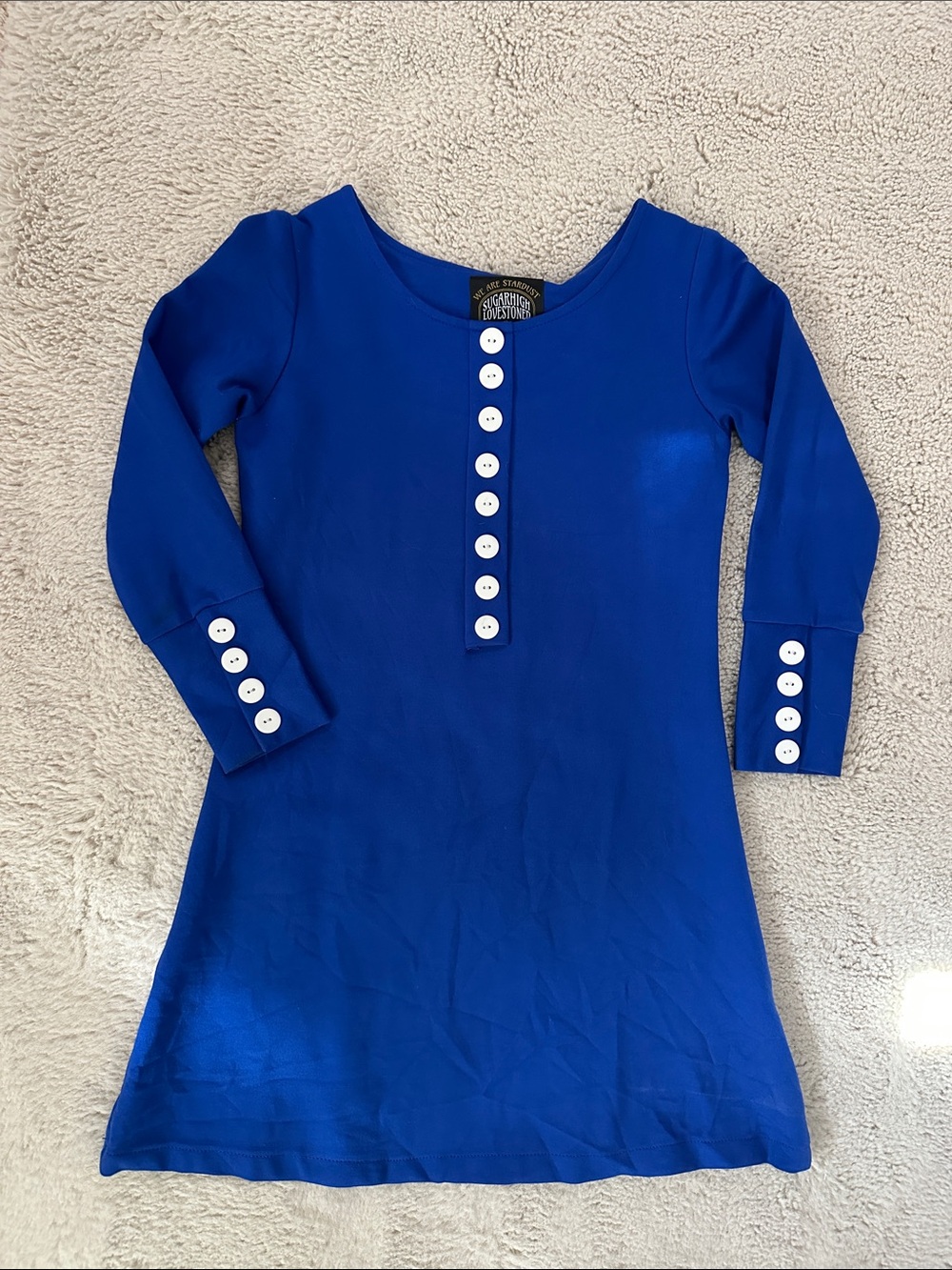 Sugarhigh Lovestoned RARE FIND Royal Blue Button-Detail Knit Dress